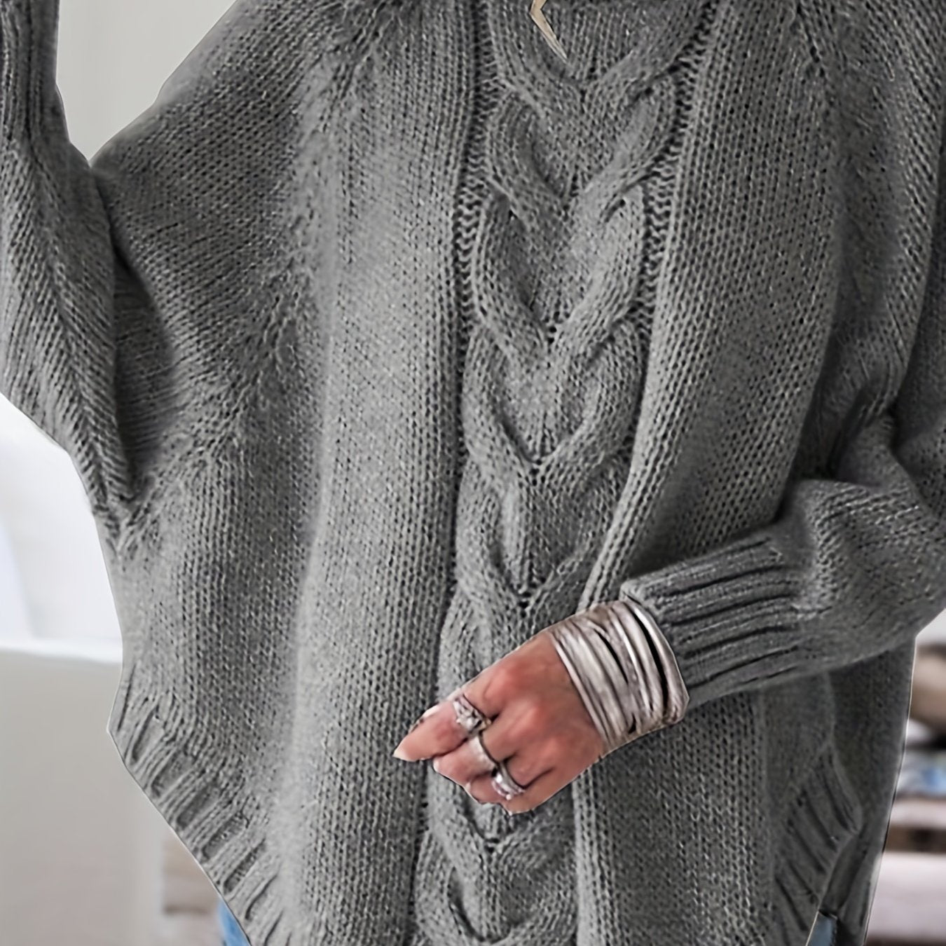 Women'S Vintage-Inspired Black Cable Sweater with High Neck, Loose Fit, Fall & Winter Style - Casual, Everyday Pullover for Autumn and Winter, Autumn Winter Apparel | Vintage Sweater | Cable Pattern, Sweater Dress