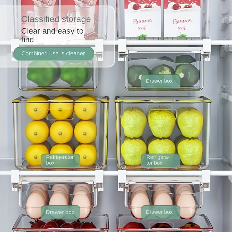 Transparent Kitchen Storage, 1pc/2pcs Refrigerator Hanging Drawer, Vegetable and Fruit Preservation Freezer Box