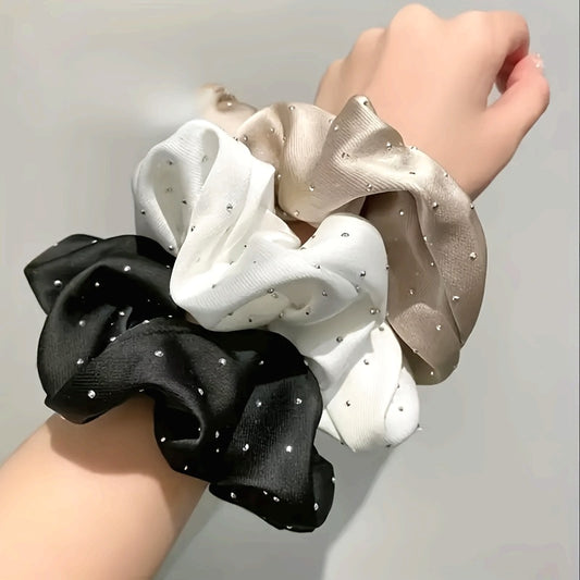 3pcs Elegant Women's Hair Tie Set, Stylish Rhinestone Headbands with Embellished Fabric Straps, Perfect for Ladies and s, Ideal Wedding and Party Gift
