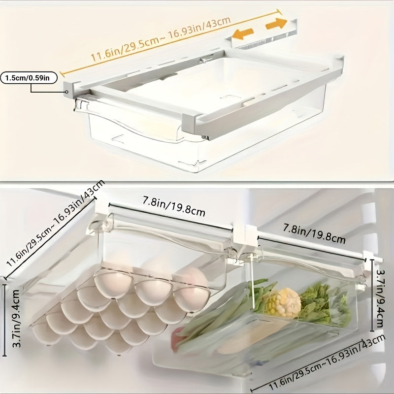 Transparent Kitchen Storage, 1pc/2pcs Refrigerator Hanging Drawer, Vegetable and Fruit Preservation Freezer Box