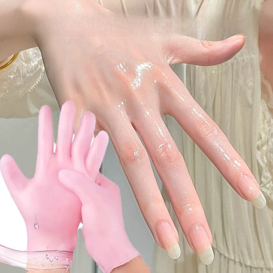 1 Pair Silicone Moisturizing Gloves, Soft Silicone Hand Care Gloves, Hydrating Aloe Vera Lotion, Exfoliating Hand Tools for Dry, Cracked, and Aging Hands, Suitable for All Sizes, Reusable