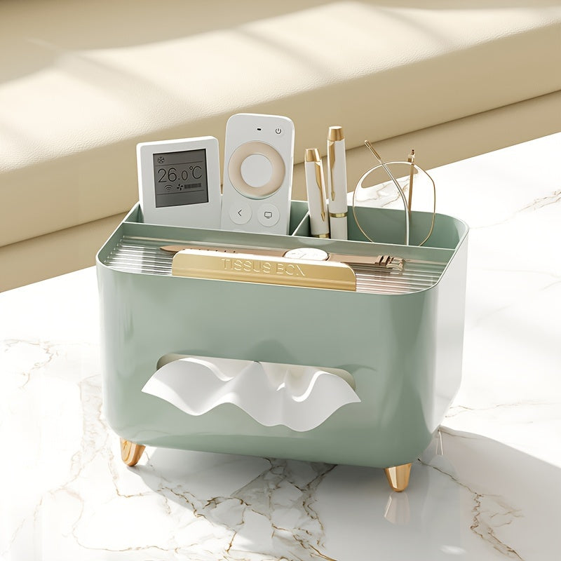 1pc, Multifunctional Desk Organizer, Tissue Box, Remote Control And Miscellaneous Storage Box, Plastic Desktop Tissue Holder