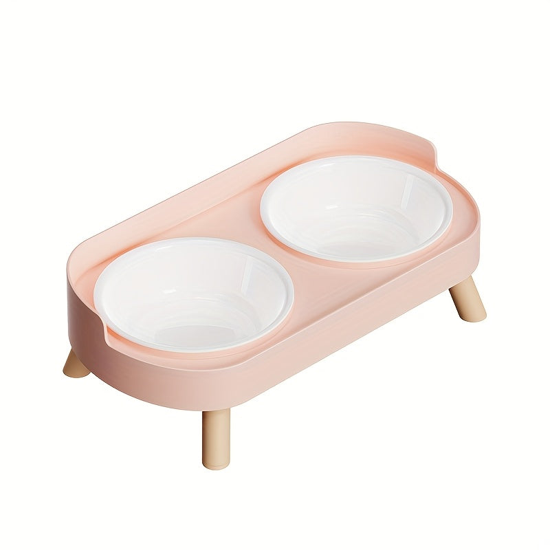 [Elevated Feeder] Elevated Double Bowl Feeder | Featuring Water And Feeding Integration Design, Available in Plastic, Stainless Steel, And Ceramic in Various Colors, Perfect for Cats And Dogs