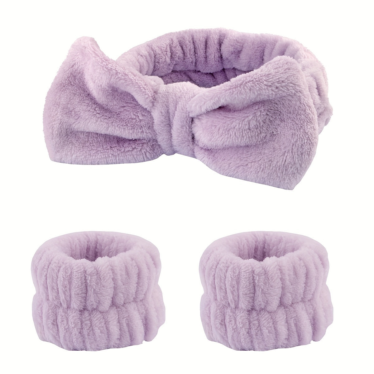 1pc/3pcs Adorable Bow Hair Band and Wristband Set, Soft Spa Headband for Washing Face, Makeup, Skincare, and Hair Styling