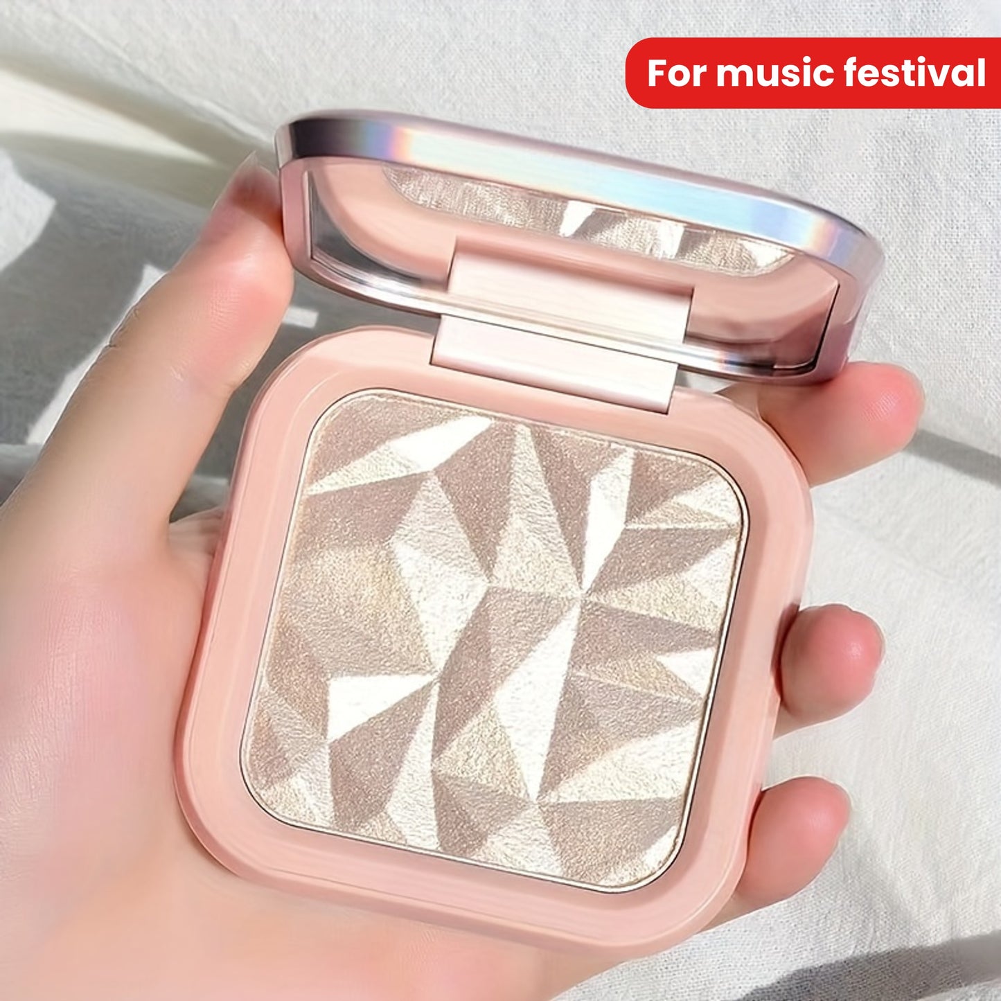 1pc Highlighter Palette, Iridescent Glow Face & Body Illuminator, Shimmering Glitter Contour Powder, Natural Radiance Makeup, Versatile Beauty Cosmetics For Brightening & Sculpting For Music Festival