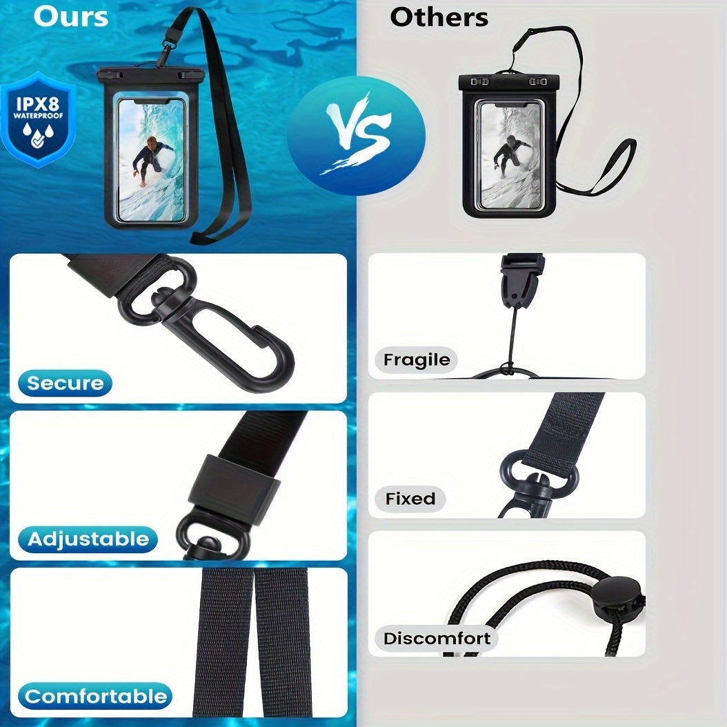 2 Pieces Waterproof Universal Phone Pouch - Up To 7.0" Waterproof Case For IPhone 14 13 12 11 Pro Max XS Plus Galaxy Cellphone Beach Vacation Essentials Dry Bag