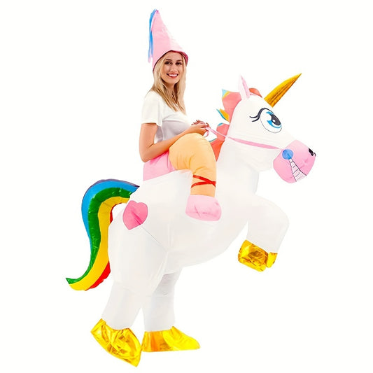 TCFV SOIL Unicorn with Pink Hat & Rainbow Tail - Cute Cartoon Unicorn Riding Outfit for Parties, Photo Booths, Halloween, Birthdays, Unicorn, Photo Booth Attire, Whimsical Design, Durable, Without Battery