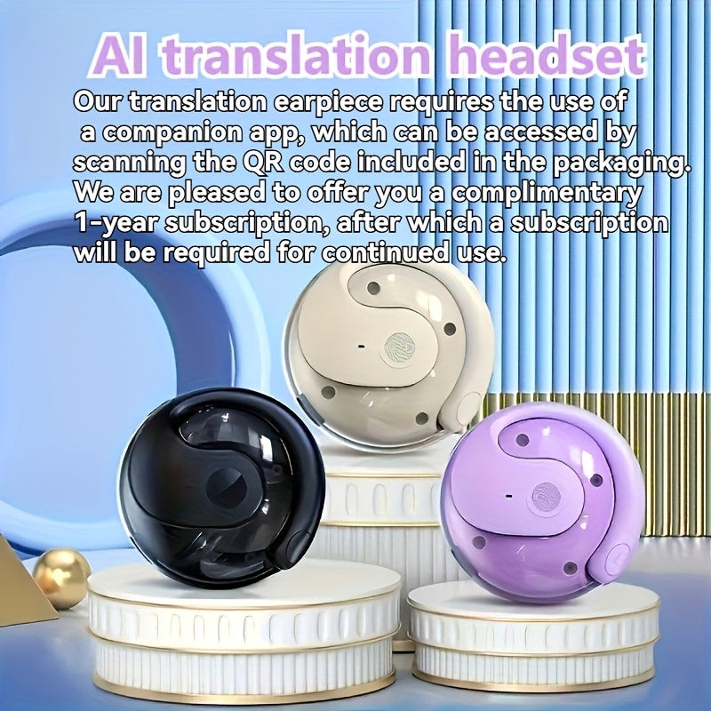 Translation Earphones Supporting Over 100 Languages, Small Coconut Ball Hanging TWS Wireless Earphones, Music Without Delay, Translation Earphones, Conference Recording Translation, Real-Time Voice Translation, Fast Charging, And Free Lanyard