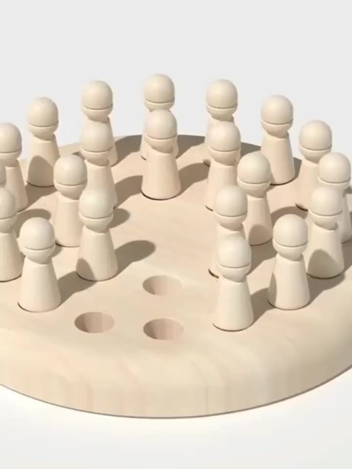 Wooden Memory Match Game - Educational Chess Puzzle for Kids & Adults - Intermediate Skill Level - Portable Family Strategy Board Game for Holiday Gifts & Brain Training