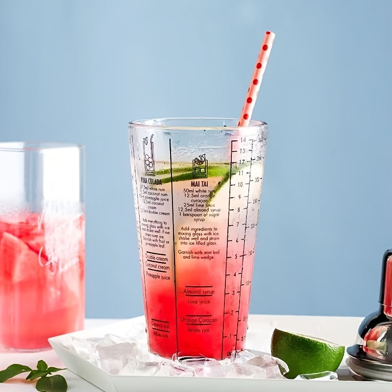 Professional 400ml/14oz Cocktail Shaker Glass with Scale - 1pc Essential Barware for Mixing Drinks, Martini Shakers, and Beginner Bartenders - Includes Glass Cup