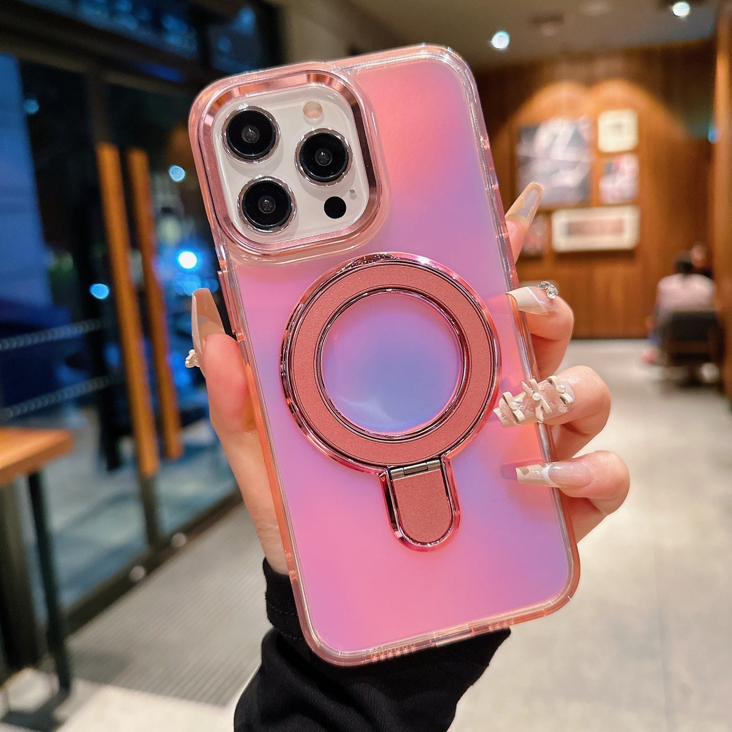 [New Magnetic Holder Phone Case] Suitable for Apple Iphone 15Promax 16Promax 14Promax 13Promax 12Pro 11 Magnetic Holder Phone Case, Metal Frame Protection, Brand New All Inclusive, Niche High-End, Goddess Temperament, Holiday Gift Luxury Electroplated Gli
