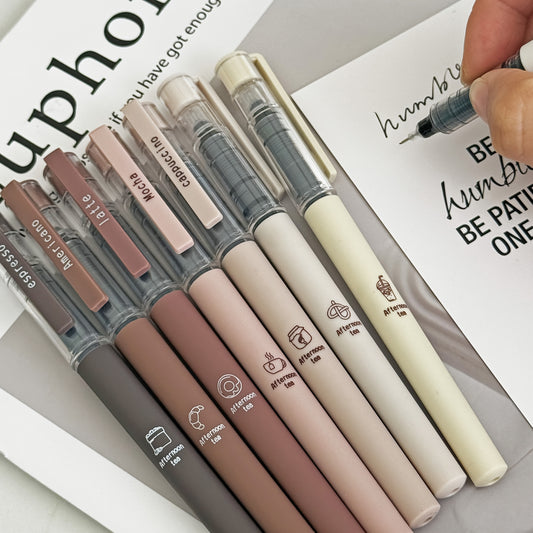 8pcs Coffee-Themed Quick-Dry Gel Pens, No-Smear Soft Fine Tip for Note-Taking, Drawing, School & Office Supplies, Mixed Colors, Back to School Essentials