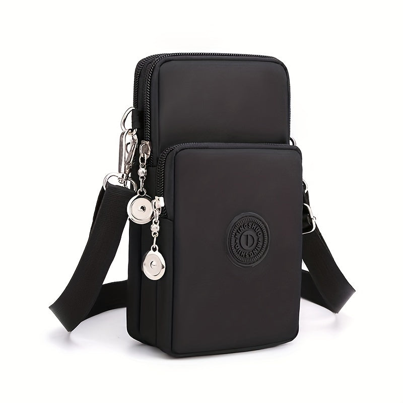 Stylish Crossbody Phone Bag for Women - Spacious Nylon Exterior, Soft Leather Lining, Secure Zipper Closure, and Perfect for Travel, Daily Commutes, and Everyday Use