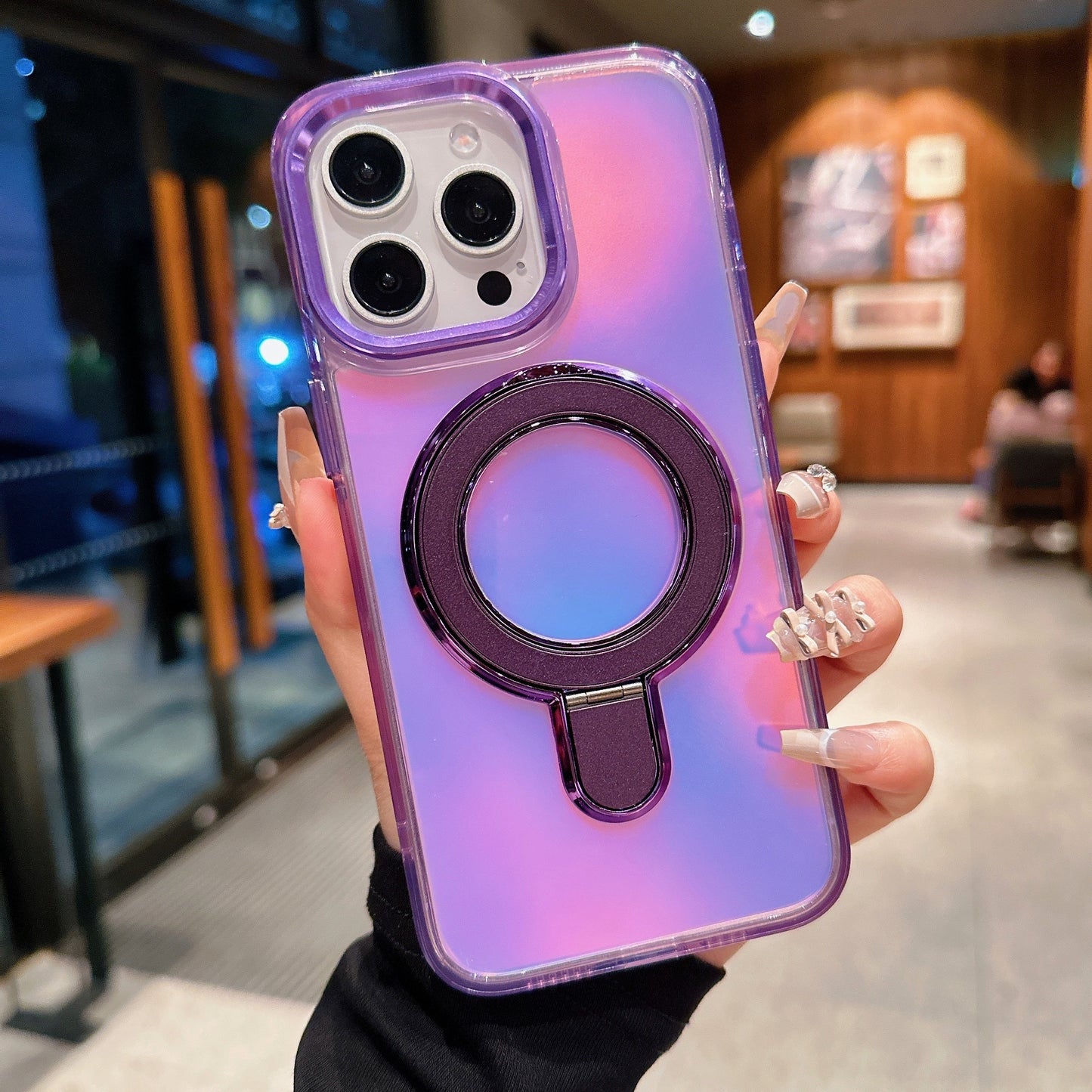 [New Magnetic Holder Phone Case] Suitable for Apple Iphone 15Promax 16Promax 14Promax 13Promax 12Pro 11 Magnetic Holder Phone Case, Metal Frame Protection, Brand New All Inclusive, Niche High-End, Goddess Temperament, Holiday Gift Luxury Electroplated Gli