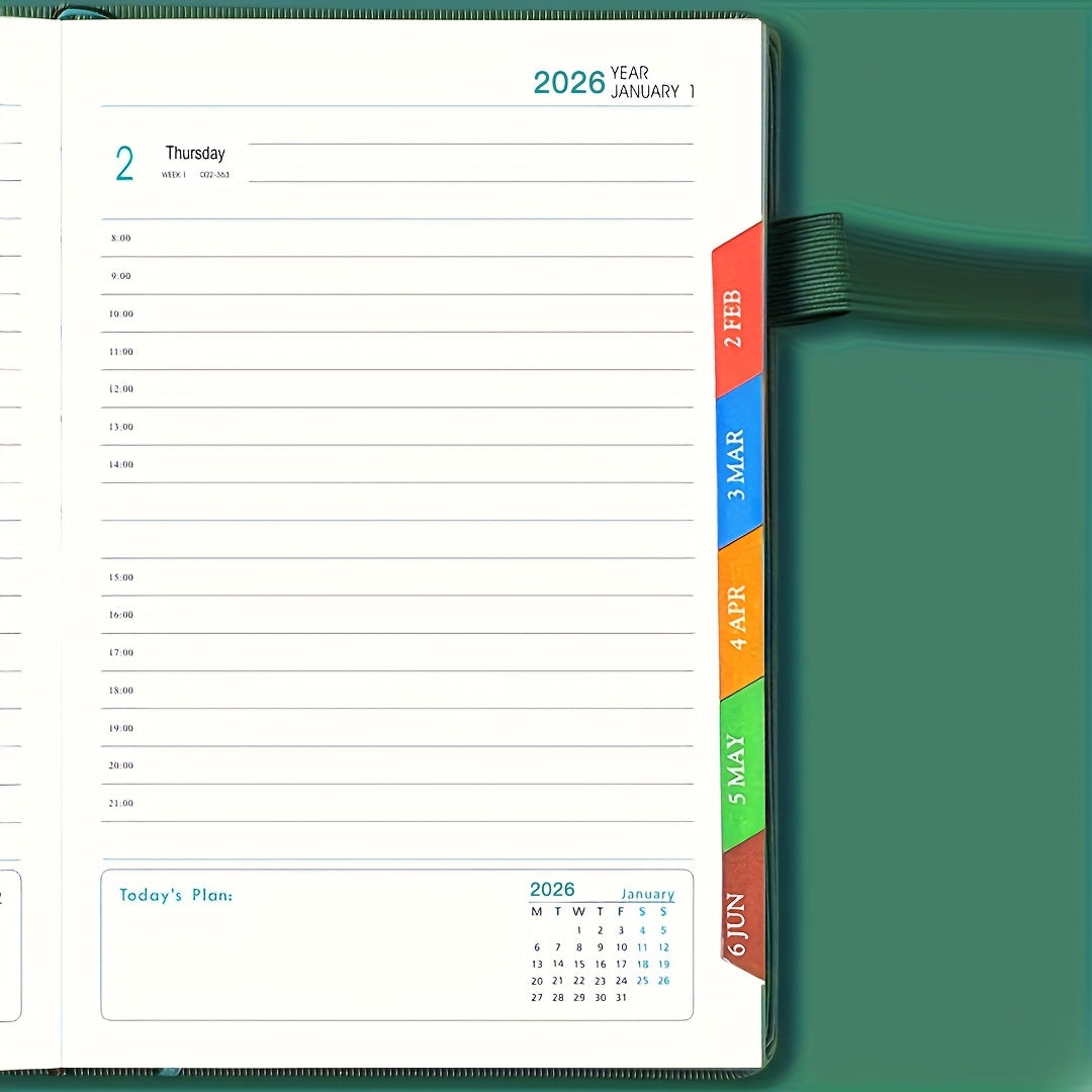 [2026 Daily Planner] 2026 Daily Planner | 365-Day Plan, One Page Per Day, Time Management, Self-Discipline Check-In, Office, 400 Pages, Visual Organization, Easyclean Paper