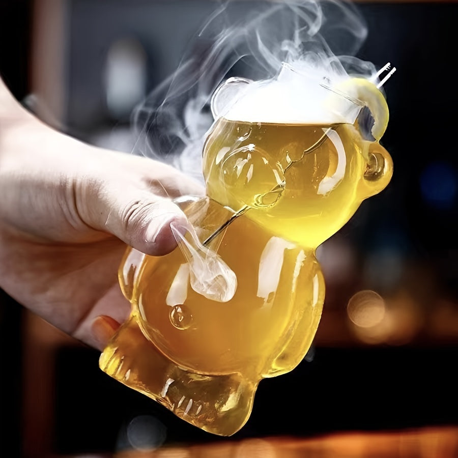 [Reusable Insulated Bear Cocktail Cup] Adorable Glass Bear Cocktail Cup - Perfect for Home Use, Hand Wash Only, Insulated, Reusable