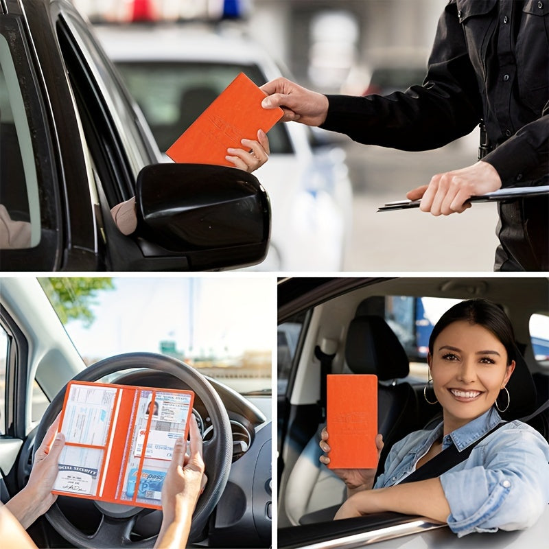 [Car Document Protector] Easy Access Car Registration and Insurance Card Holder - Vehicle Glove Box Paperwork Organizer for Men and Women