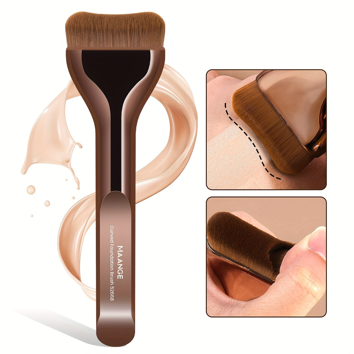 [MAANGE Makeup Brush] MAANGE Soft Nylon Foundation Brush - Travel-Friendly Makeup Brush for Even Application, Metal Handle, Ideal for All Skin Types, Perfect Mother's Day Gift, Essential Makeup Brush