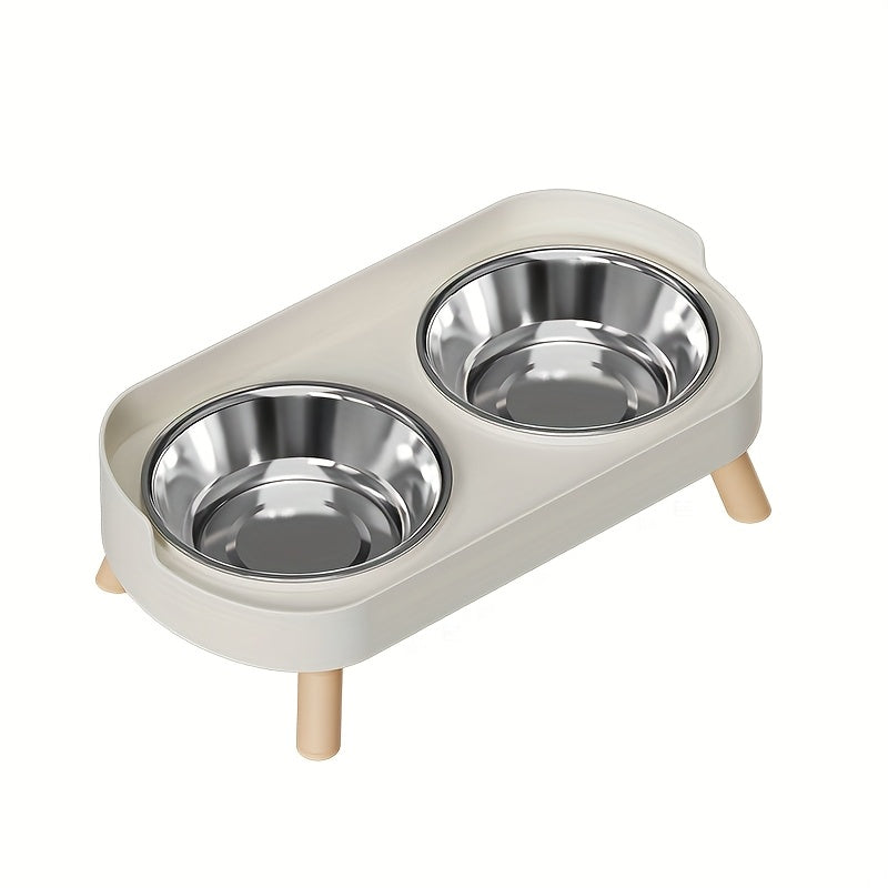 [Elevated Feeder] Elevated Double Bowl Feeder | Featuring Water And Feeding Integration Design, Available in Plastic, Stainless Steel, And Ceramic in Various Colors, Perfect for Cats And Dogs