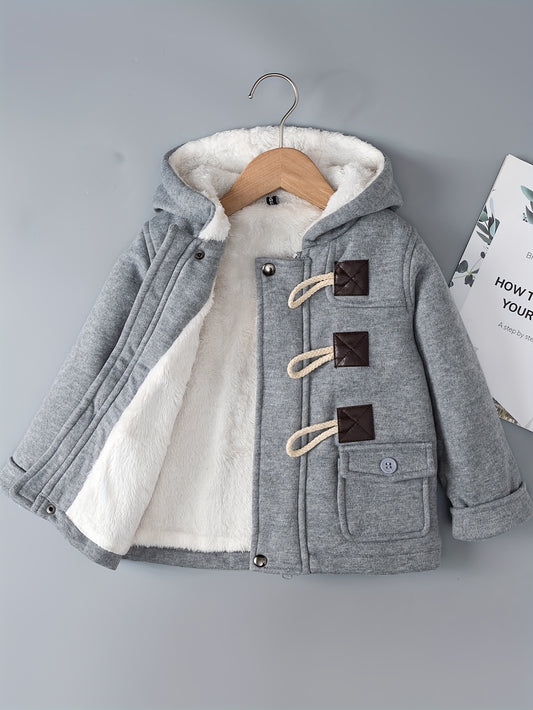 Hooded Fleece Jacket - Soft, Warm, Ideal for Fall & Winter Wear, Button-Front