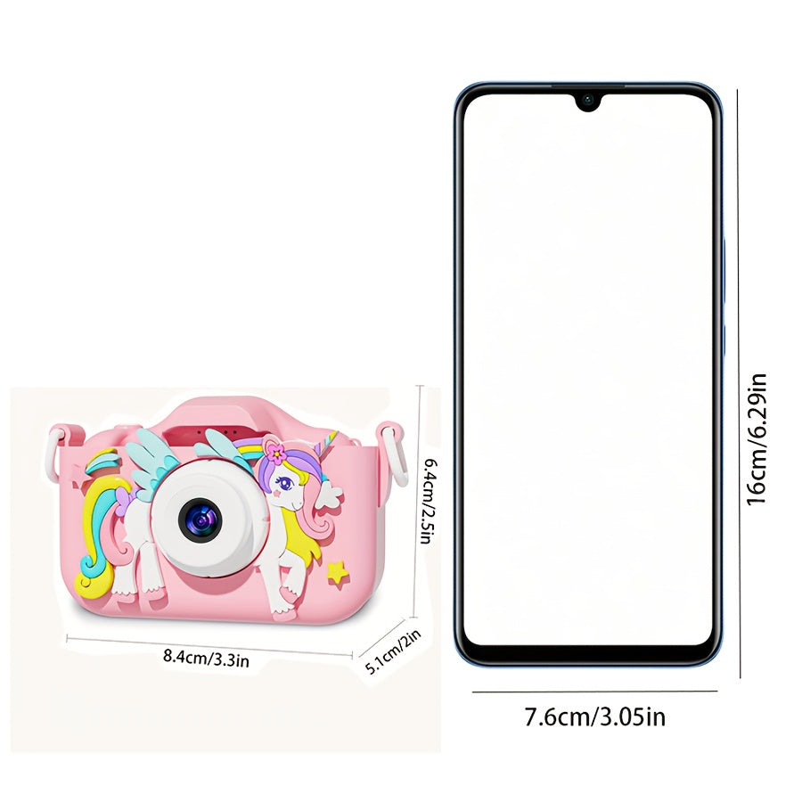 Unicorn-Themed Youngsters' HD Digital Camera with Front & Rear Lenses, Rechargeable Portable Toy with Video Games, 32GB Storage, USB Charging, Bright Pink/Purple, Perfect Birthday Gift for Boys & Girls Ages 3-12, Youngsters's Digital Camera | Whimsical De
