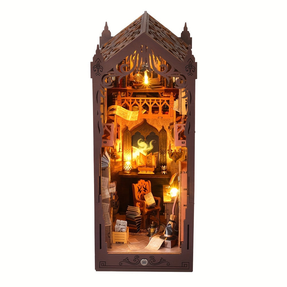 Magic Book House Mini Dollhouse Kit Shelf Assembly Model Micro DIY Toy Wooden Crafts Suitable for Teenage Boys Men and Adults Christmas Birthday Gifts