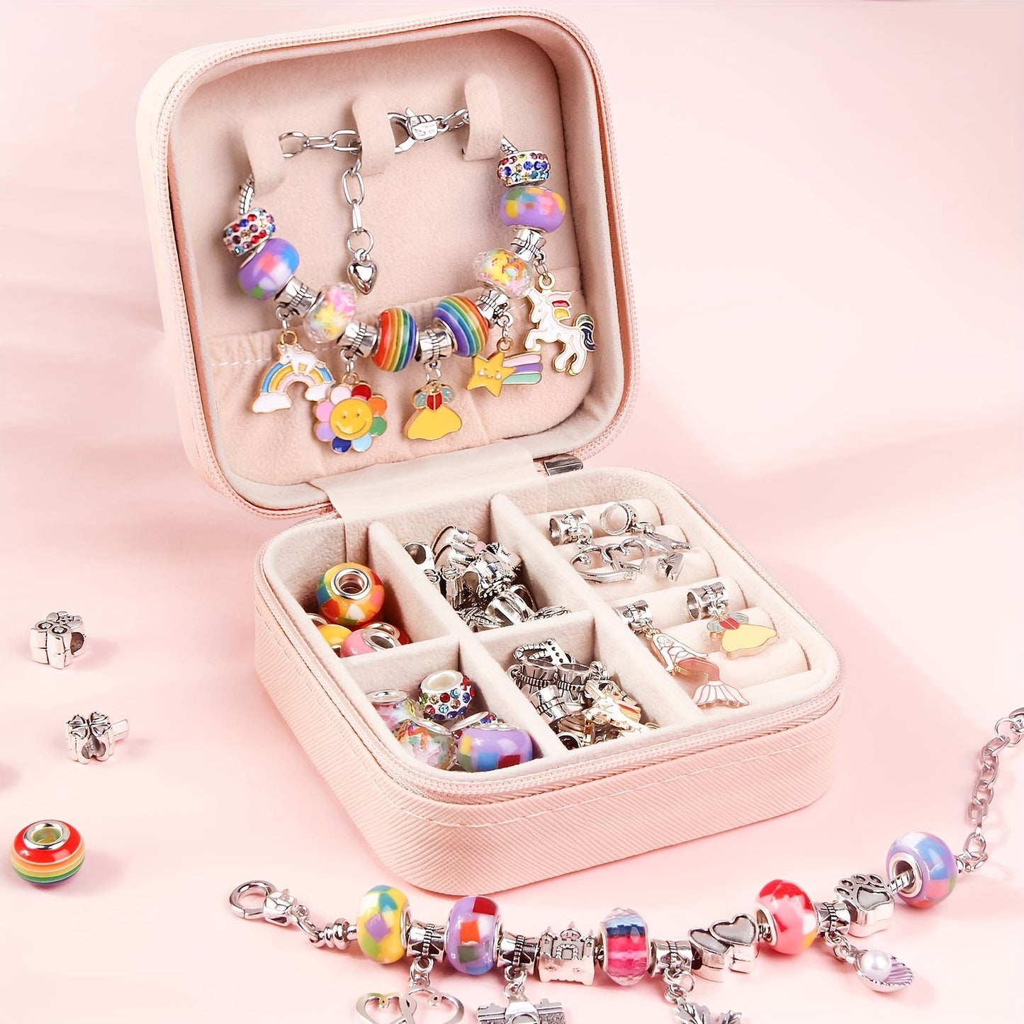 66 Pcs Charm Bracelet Making Kit - Daily Use DIY Beaded Jewelry Making Kit, Mermaid Series Charms Gifts For Daily Use Toys Crafts DIY Bracelet Making Gift Box