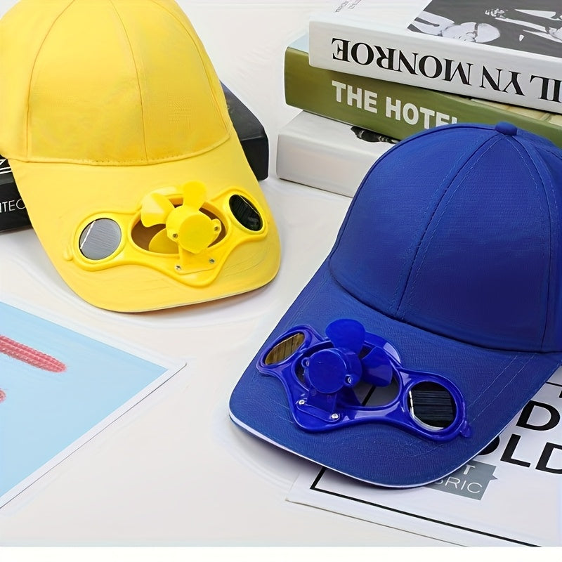 [Solar Powered] Solar-Powered Fan Baseball Cap | Black, Breathable & Comfortable | Summer Hat with Integrated Fan | Outdoor Sports & Travel | Durable Headgear | Without Battery