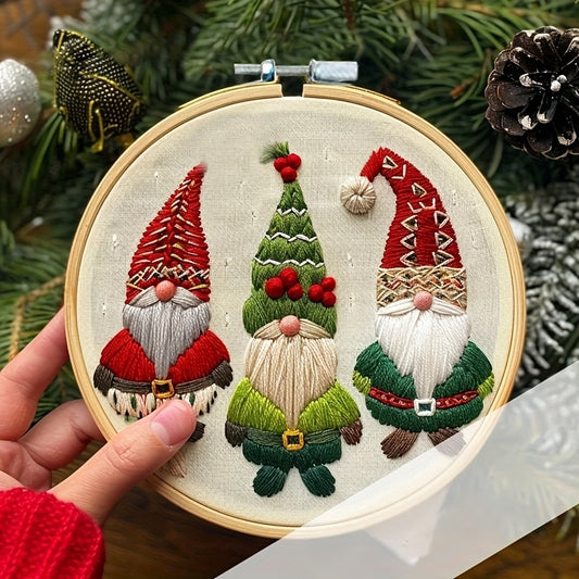 1pc Christmas Hand Embroidery Kit for Beginners, DIY Crafting Material Pack, Mixed Colors, Fabric, Seasonal All Year Round, Artwork, Sewing Supplies, Embroidery Supplies, Embroidery Hoop Kit